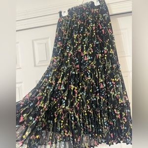 Black Floral Maxi/Midi Skirt